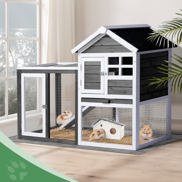 House Type With Ladder Gray Fir Wood Chicken Rabbit Cage House Type With Ladder Gray Fir Wood Chicken Rabbit Cage