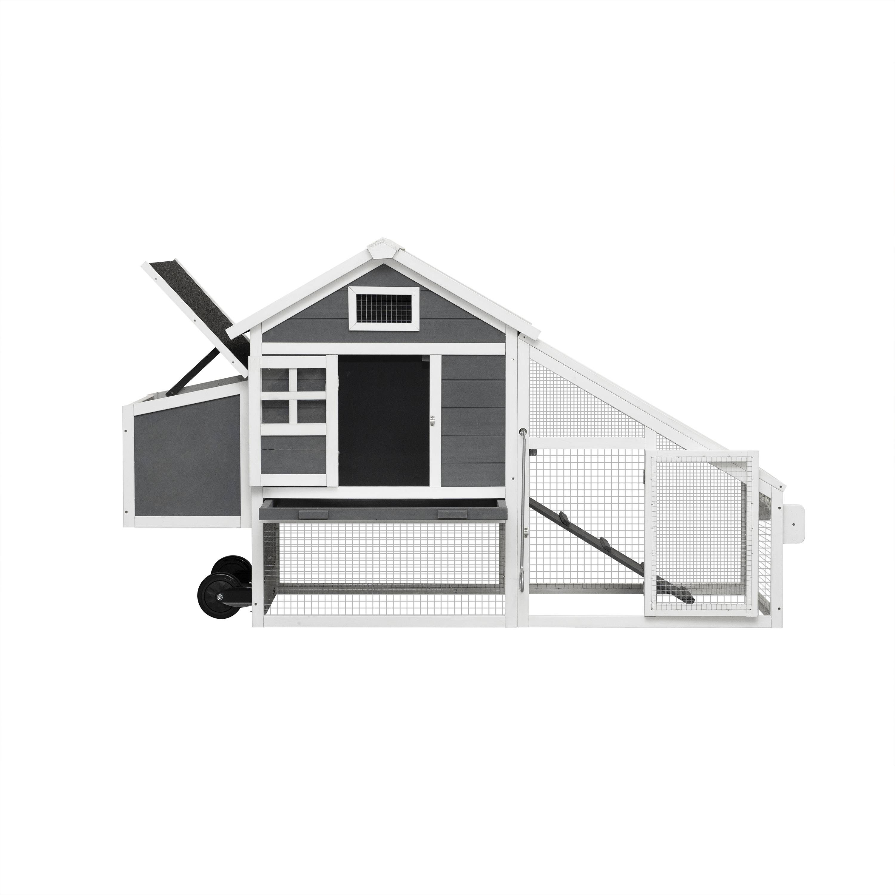 Removable Tray Ramp Wooden Outdoor Chicken Hutch Coop With Running Cage With Wheels Removable Tray Ramp Wooden Outdoor Chicken Hutch Coop With Running Cage With Wheels